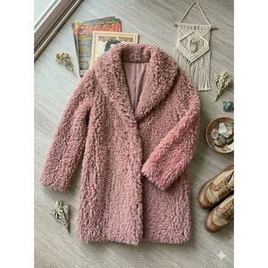 Chicwish Pink Faux Fur Teddy Coat Sz L NWT Long Pile Shag Penny Lane Balletcore